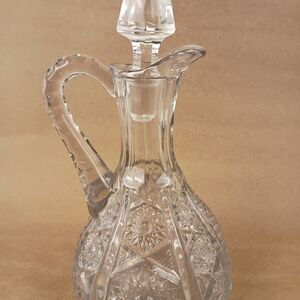 Vintage Cruet Decanter Clear Pressed Glass 7”